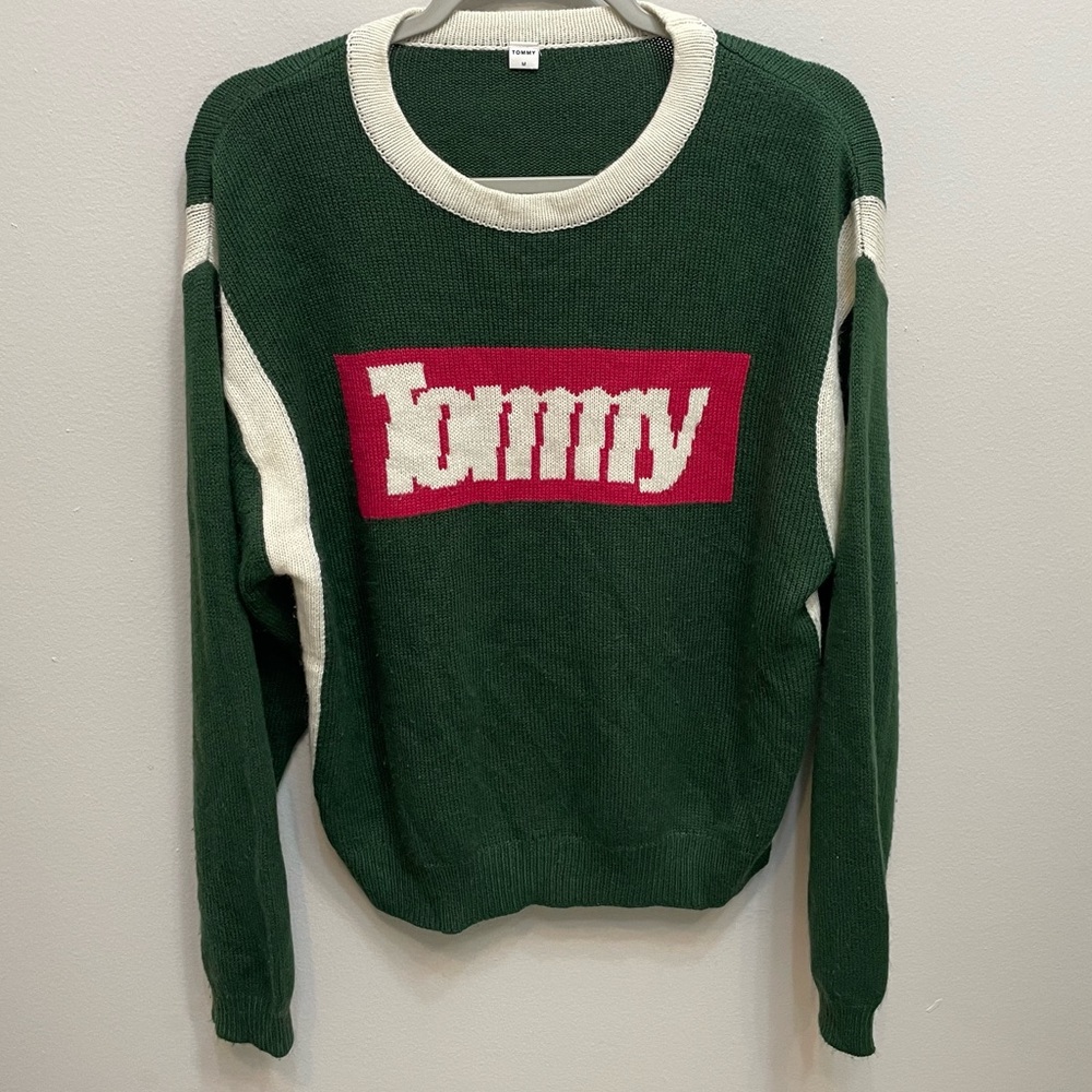 Vintage Tommy Green Crewneck Spellout Men Sweater